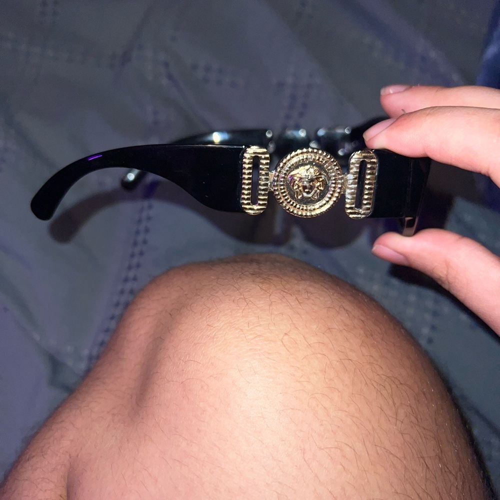 Black Versace Sunglasses with Gold Medallion